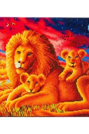 Prezzo Di Fabbrica Kit ricamo diamante su telaio - Famiglia di leoni - Crystal Art D.I.Y