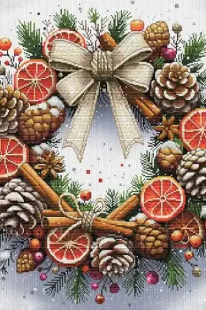 kit ricamo a punto croce - Corona di Natale - Nova Sloboda Direttamente Dal Produttore