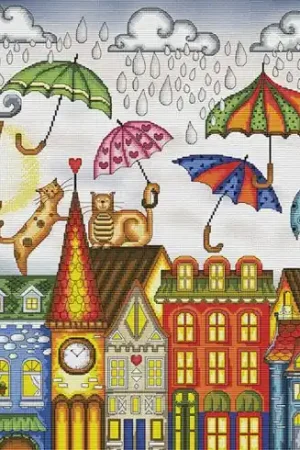 Di Tendenza kit ricamo a punto croce - Innamorarsi sotto la pioggia - Nova Sloboda