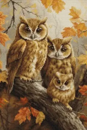 Quantità Limitata kit ricamo a punto croce - Famiglia di gufi - Luca-S