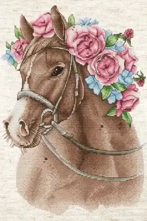 Compra Adesso kit ricamo a punto croce - Cavallo tra i fiori - Hobby Jobby