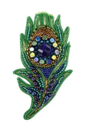 Promozione Esclusiva Kit di ricamo con perline - Spilla con piume di pavone - Charivna Mit