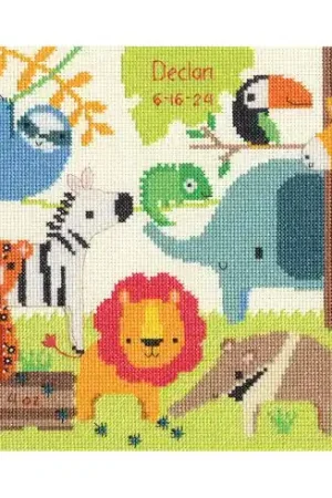 Compra Adesso kit ricamo a punto croce - Registro delle nascite - Jungle - Dimensions