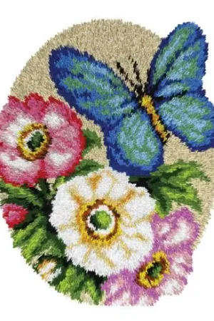 Kit tappeto a punto smirne - Fiori e farfalla - Orchidéa Offerta