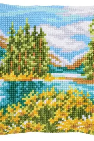 Kit cuscino fori grossi - Paesaggio con lago - Vervaco Consegna Rapida