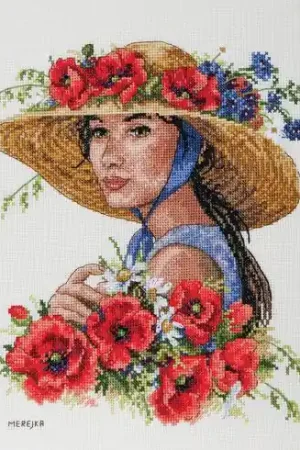 Prezzo Ridotto kit ricamo a punto croce - cappello a fiori - Merejka