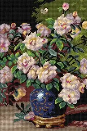 Canovaccio antico - Rose in vaso cobalto - Orchidéa Economico