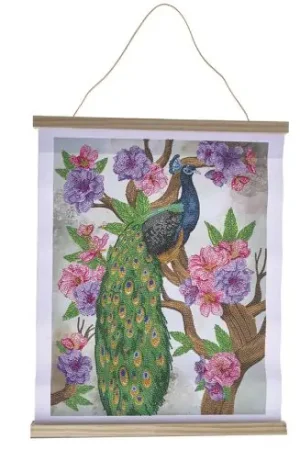 Promozione Esclusiva Banner a diamante - Pavone con peonie - Crystal Art D.I.Y