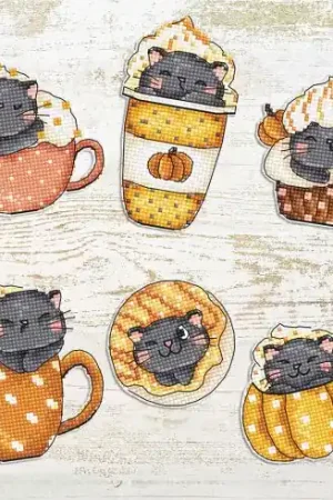 Offerta Lampo Kit di ornamenti da ricamare - 6 gattini di zucca - Letistitch