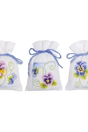 Kit sacchetto profumato da ricamo - 3 bustine di tè - Violette - Vervaco Consegna Rapida