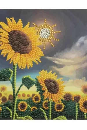 Carta con ricamo a diamante - Girasoli - Crystal Art D.I.Y Promozione Esclusiva