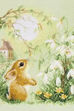 Economico kit ricamo a punto croce - Coniglio nel prato - Magic Needle