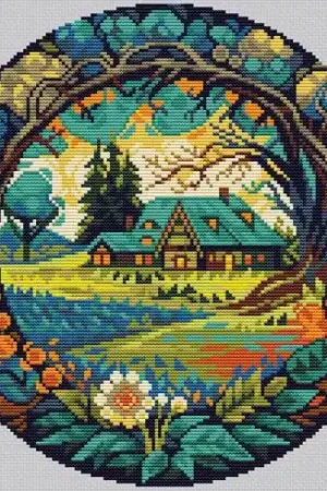 kit ricamo a punto croce - Villaggio estivo - Hobby Jobby Nuova Collezione