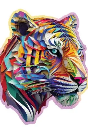 Super Prezzo puzzle in legno - Tigre colorata - 150 pezzi - Wooden City