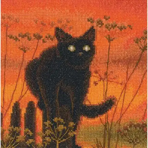kit ricamo a punto croce - Il tramonto del gatto - RTO Scelto Dai Clienti