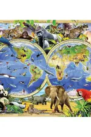 puzzle in legno - Carta del regno animale - 1010 pezzi - Wooden City Esclusivo