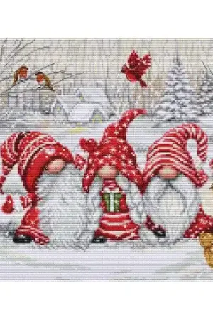 kit ricamo a punto croce - Tre gnomi nel bosco - Luca-S Super Prezzo