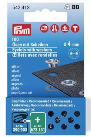 Occhielli e rivetti - 100 occhielli con rondelle - 4 mm - Prym Non Perdere