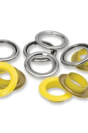 Occhielli e rivetti - 15 occhielli con rondelle gialle - 14 mm - Prym Quantità Limitata