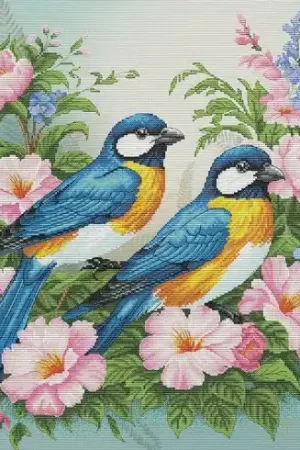 Sconto kit ricamo a punto croce - Uccelli in fiore - Nova Sloboda