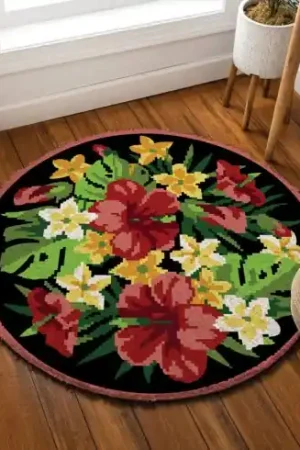 Kit tappeto a punto smirne - Rotondo esotico - Smyrnalaine Spedizione Gratuita