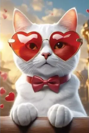 Kit ricamo diamante - Gatto romantico - Wizardi Popolare