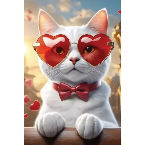 Kit ricamo diamante - Gatto romantico - Wizardi Popolare