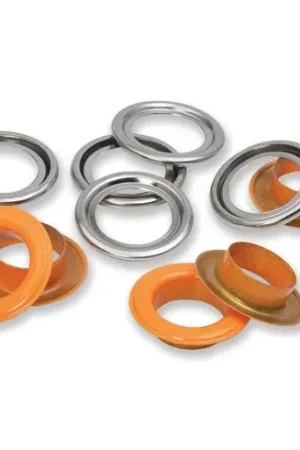 Esclusivo Occhielli e rivetti - 15 occhielli con rondelle arancioni - 14 mm - Prym