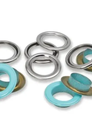 Occhielli e rivetti - 15 occhielli con rondelle turchesi - 14 mm - Prym Spedizione Gratuita