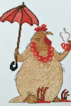 kit ricamo a punto croce - La pause café - Aine Prezzo Scontato