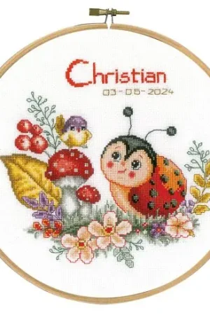 Kit per ricamo a punto croce con tamburo - Coccinella - Vervaco Reso Gratuito