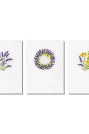 Prezzo Basso Kit bigliettini da ricamare - 3 schede di ricamo - Lavanda - Vervaco