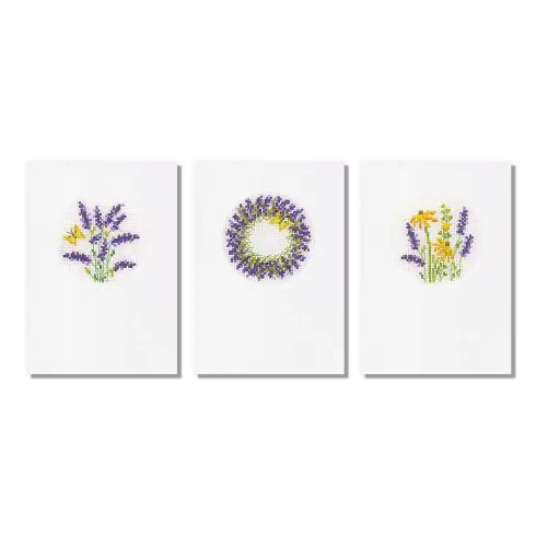 Prezzo Basso Kit bigliettini da ricamare - 3 schede di ricamo - Lavanda - Vervaco