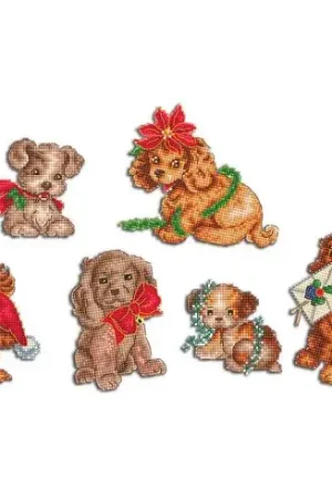 Popolare Foglio di punto croce - 6 cuccioli di Natale - Letistitch
