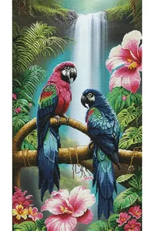 kit ricamo a punto croce - Pappagalli colorati - Nova Sloboda Spedizione Espresso