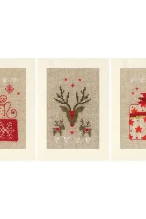Kit bigliettini da ricamare - 3 biglietti d'auguri - Natale - Vervaco Ultimissimo Modello