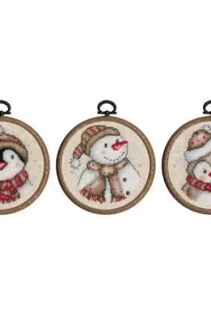 Spedizione Gratuita Kit per ricamo a punto croce con tamburo - Statuette invernali - Vervaco