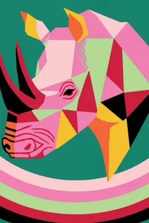 Offerta Speciale Kit di tela per bambini - Rinoceronte colorato - Luc Créations