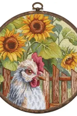 Esclusivo Kit per ricamo a punto croce con tamburo - Girasoli del giardino - Hobby Jobby