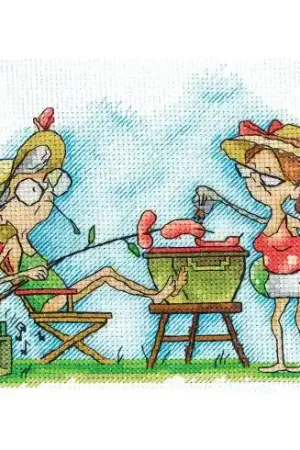 kit ricamo a punto croce - Nonne in picnic - Andriana Vendita Finale