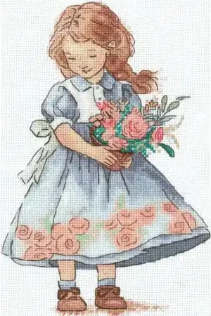 kit ricamo a punto croce - Ragazza primavera - Andriana Reso Gratuito