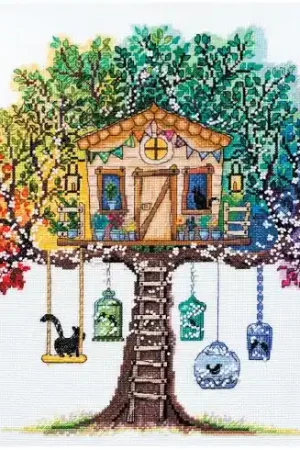 Kit per ricamo a punto croce con perline - La casa dei gatti - Abris Art Offerta