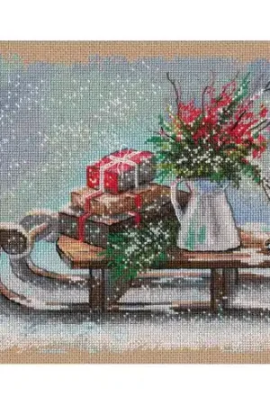 kit ricamo a punto croce - Slitta di Natale - Oven Consegna Rapida