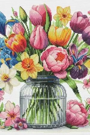 kit ricamo a punto croce - Espressione floreale - Nova Sloboda A Buon Prezzo