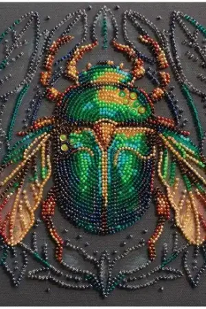 Kit di ricamo con perline - Scarabeo smeraldino - Abris Art Prezzo Conveniente