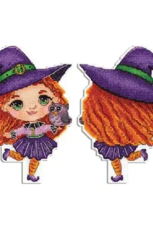 Kit di ornamenti da ricamare - La strega e il suo gufo - MP Studia Prezzo Conveniente