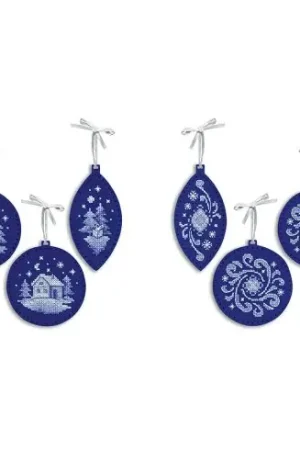 Kit di ornamenti da ricamare - 3 ornamenti natalizi - Blu - MP Studia Prezzo Basso