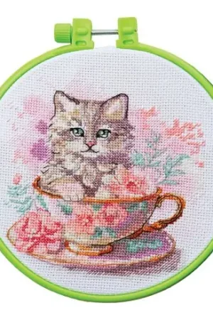 Acquista Ora Kit per ricamo a punto croce con tamburo - Tea party - Abris Art