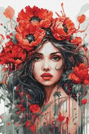 kit ricamo a punto croce - Donna con papaveri - Luca-S Compra Adesso