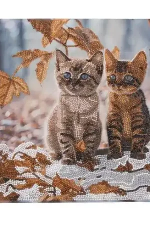 Kit ricamo diamante su telaio - Gattini d'autunno - Crystal Art D.I.Y Professionale
